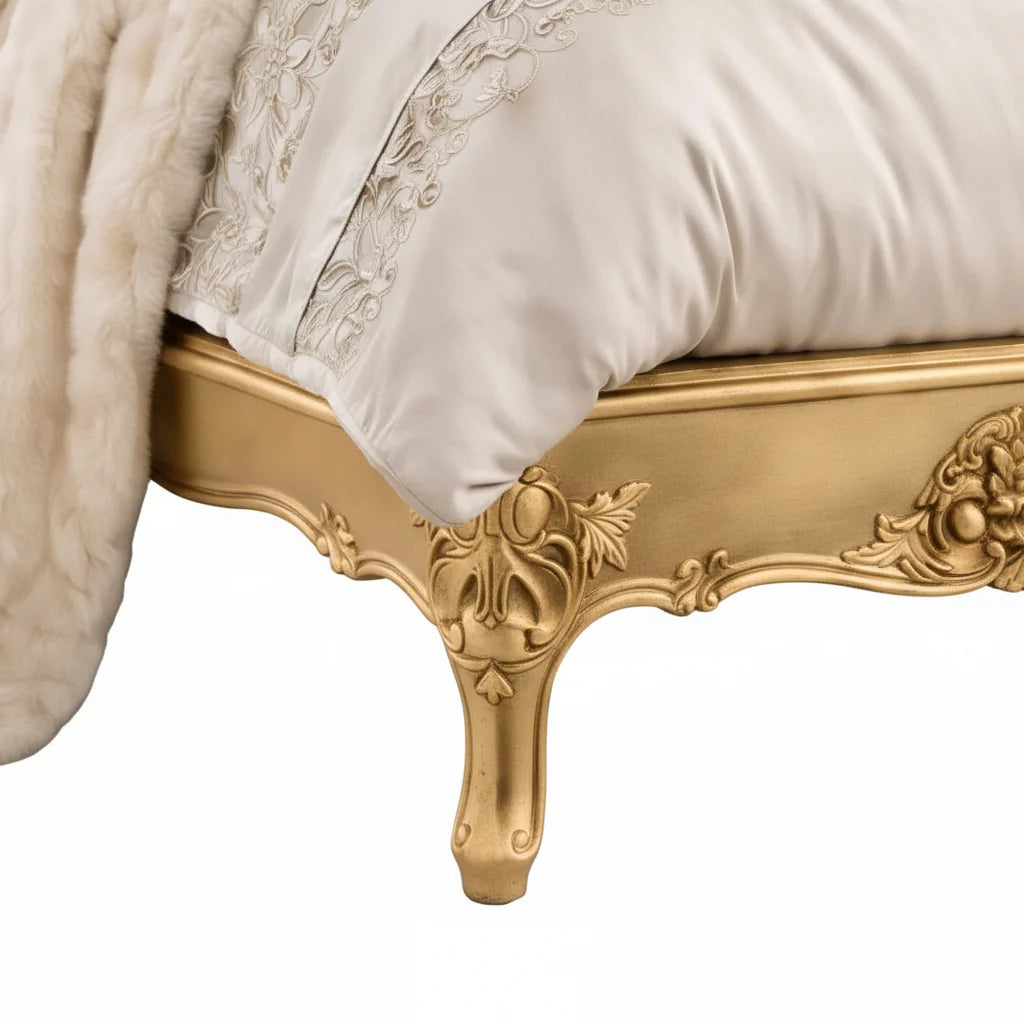 Versailles Gold Gilt Ornate Curved Bed Kingsize