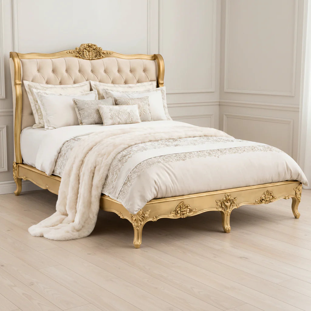 Versailles Gold Gilt Ornate Curved Bed Kingsize