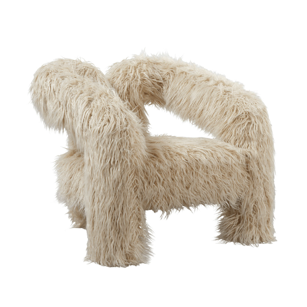 Harry Christian Home Ivory Fur Statement Accent Chair