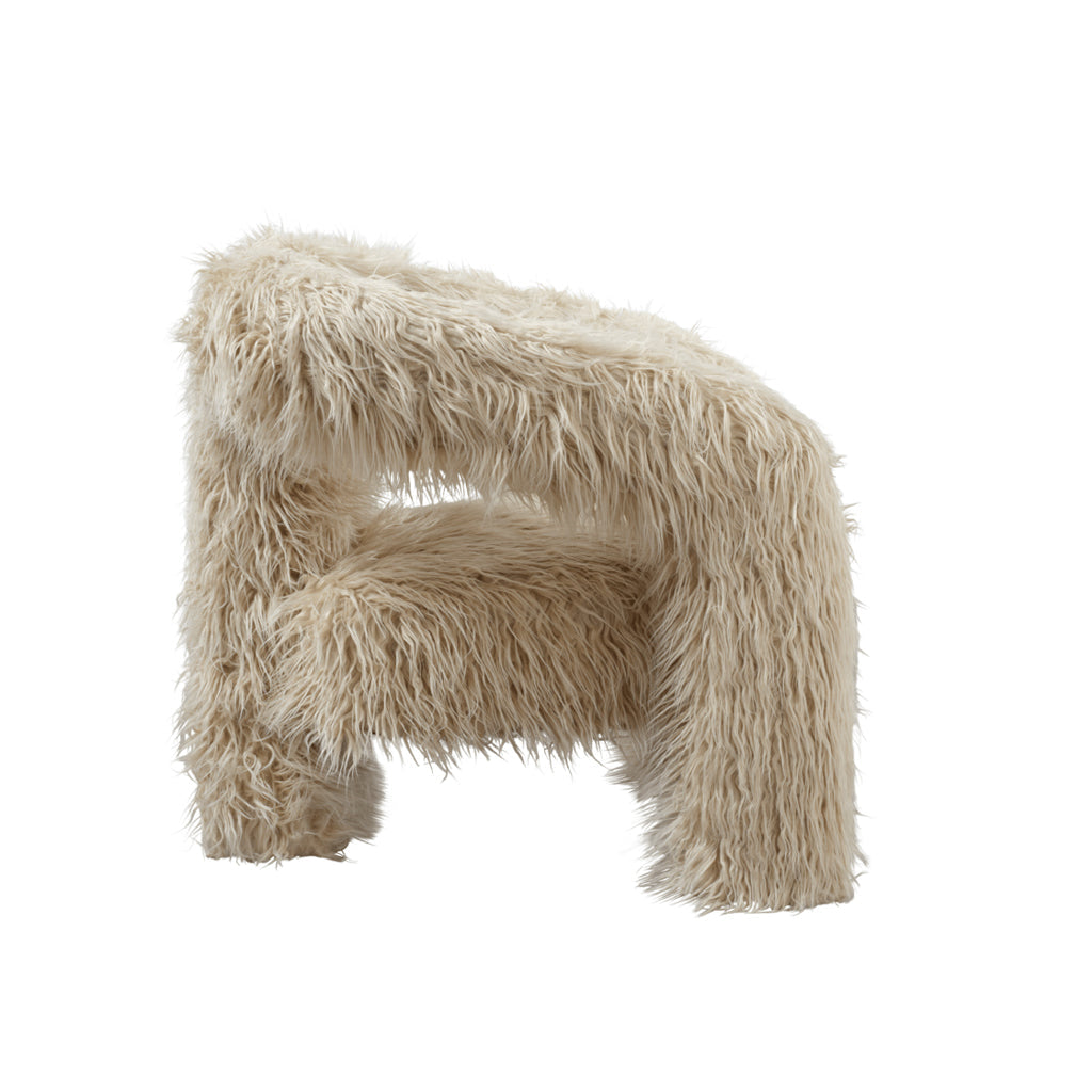 Harry Christian Home Ivory Fur Statement Accent Chair