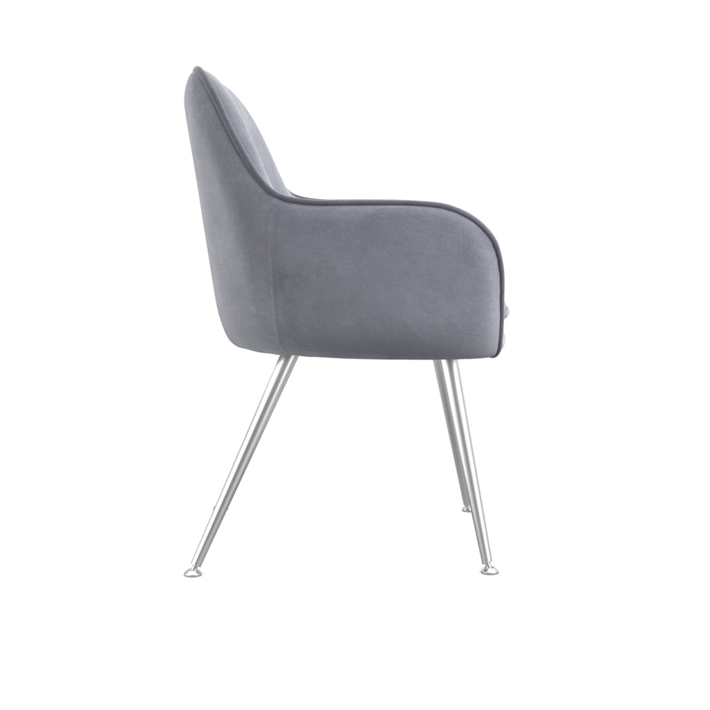 Grey Dining chair with metal legs on a white background by Harry Christian Home