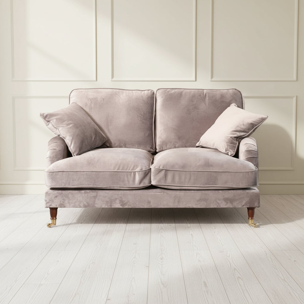Grey Velvet Upholstered 2 Seater Sofa
