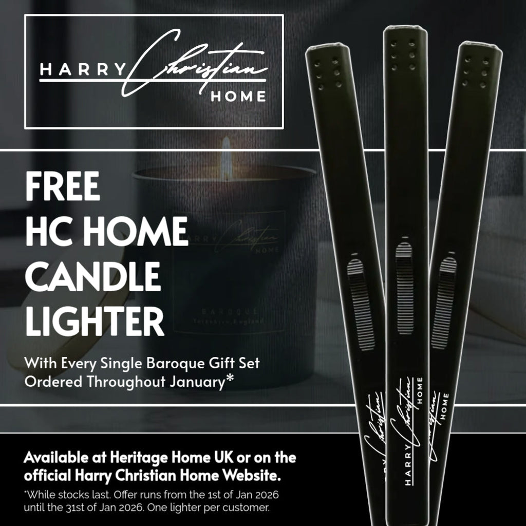 HARRY CHRISTIAN HOME FREE CANDLE LIGHTER WITH EVERY BAROQUE GIFT SET ORDER - THROUGHOUT JANUARY 2026. WHILE STOCKS LAST. 