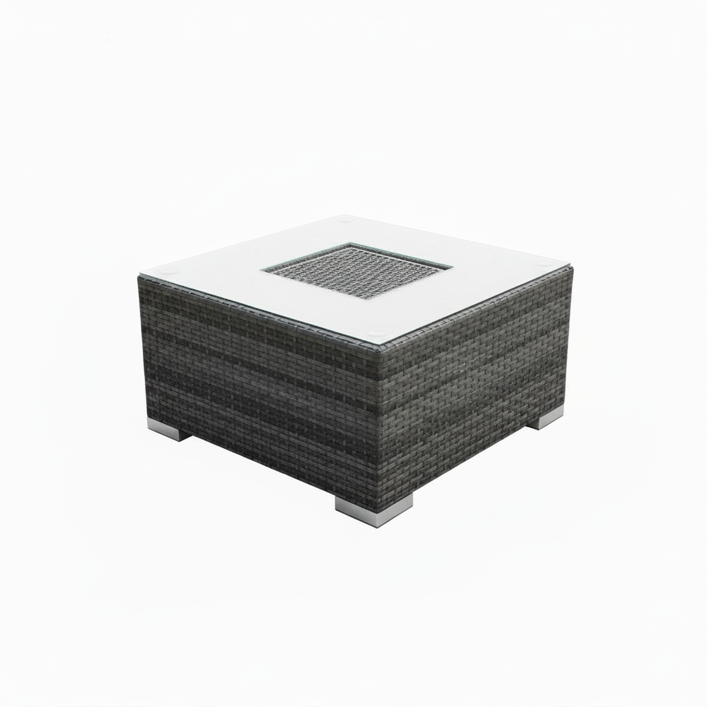 Harry Christian Home Grey Corner Outdoor Premium Rattan Set with Ice Bucket Coffee Table