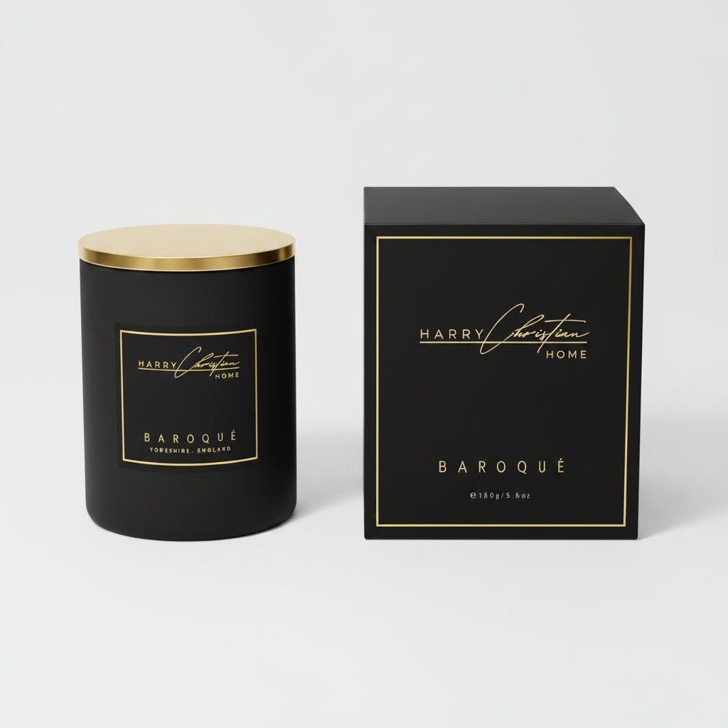 Baroque Honeysuckle Candle, Reed Diffuser and Candle Lighter Black & Gold Bow Gift Box