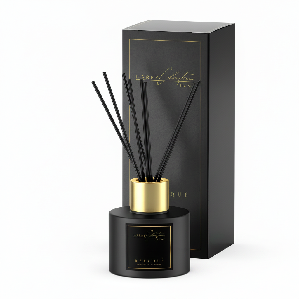 Baroque Honeysuckle Candle, Reed Diffuser and Candle Lighter Black & Gold Bow Gift Box