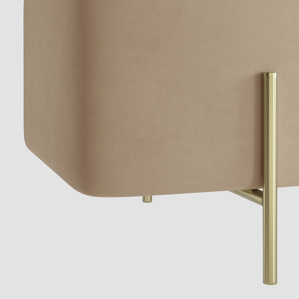 Harry Christian Home Beige Storage Ottoman Bench with Sleek Gold Legs