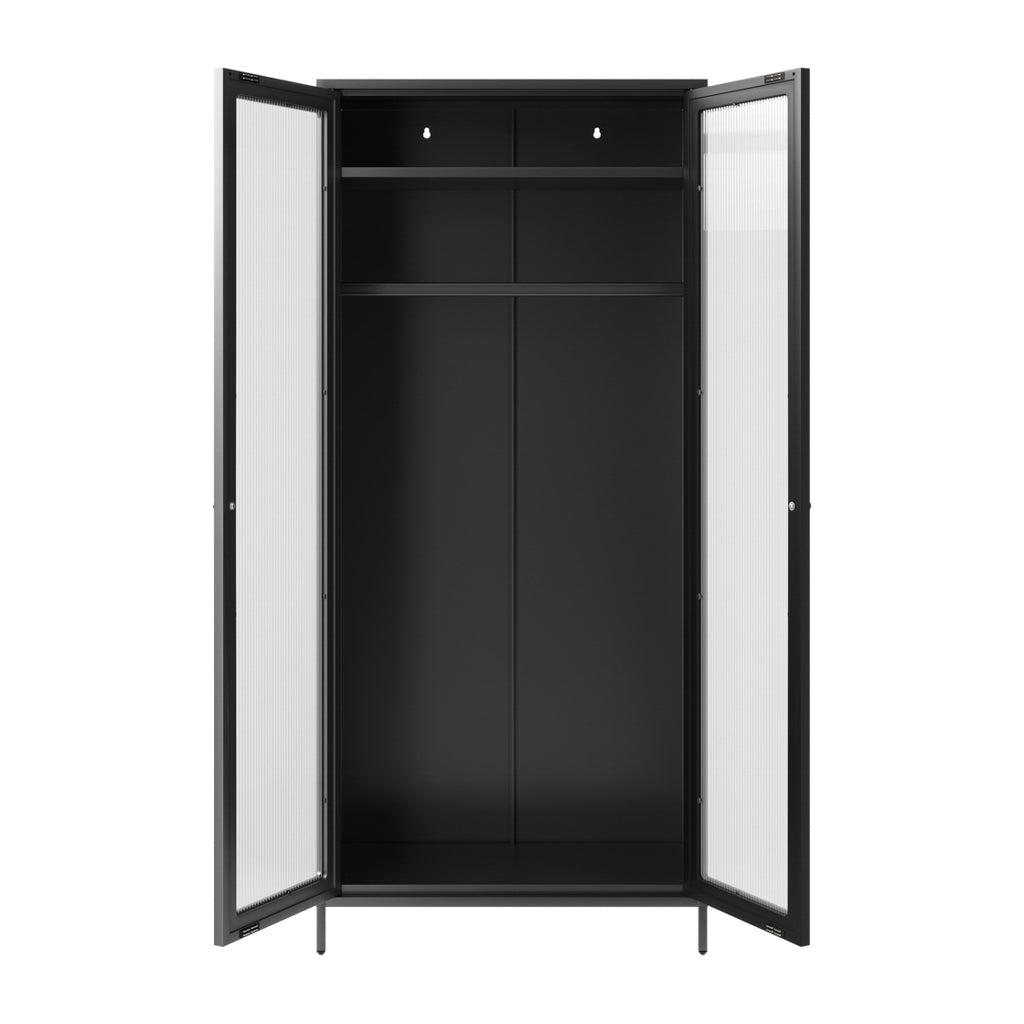 Harry Christian Home Black 2 Door Industrial Style Wardrobe