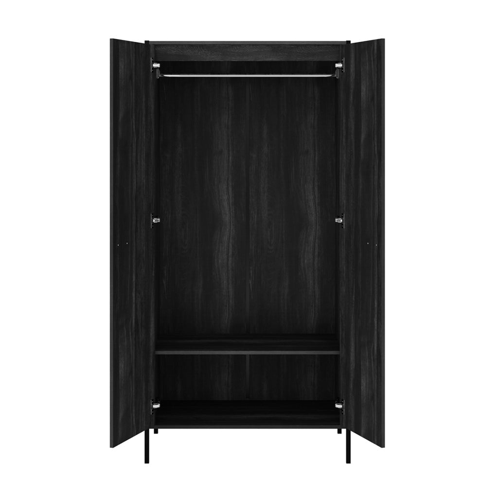 Harry Christian Home Black Industrial Style Double Wardrobe