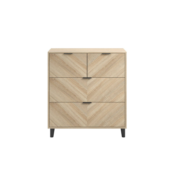 Harry Christian Home Chest Of Drawers Oak With Chevron Style Pattern