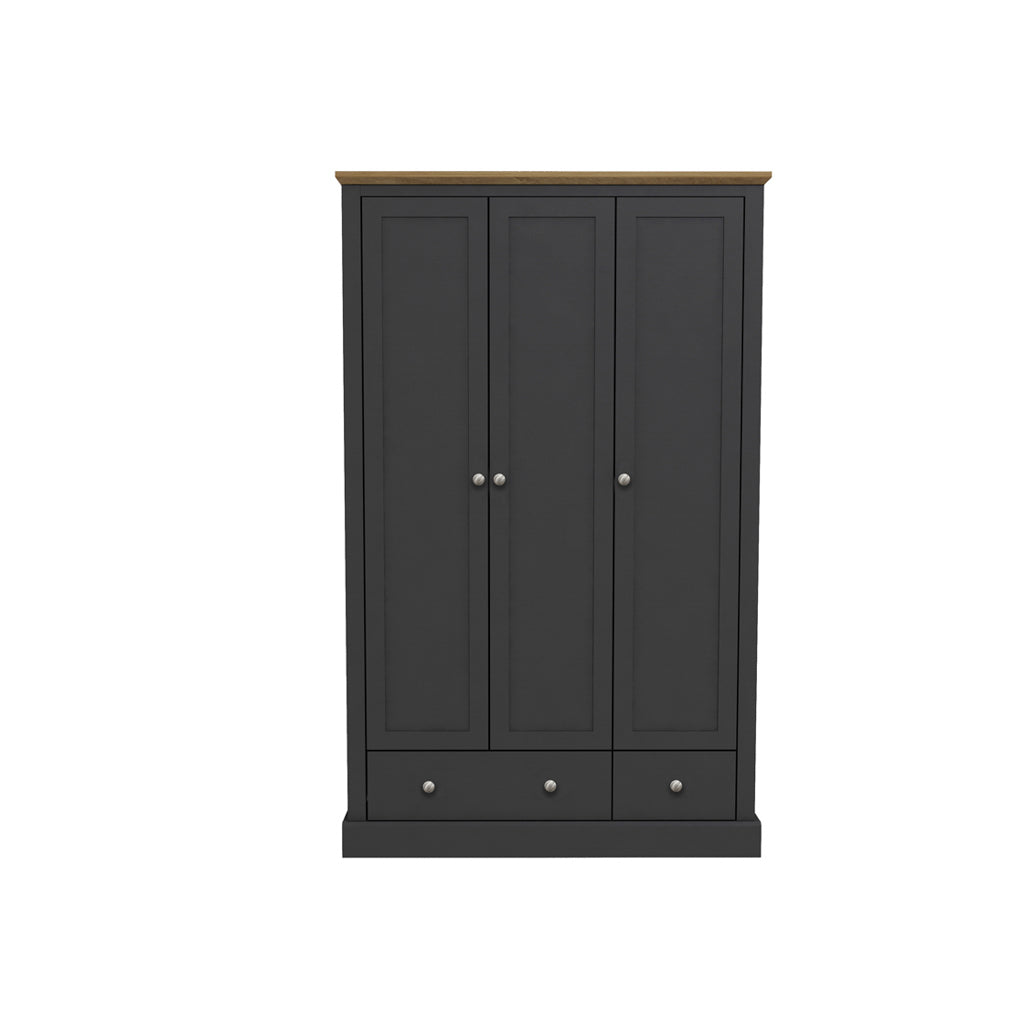 Harry Christian Home Cornwall Triple Wardrobe In Charcoal
