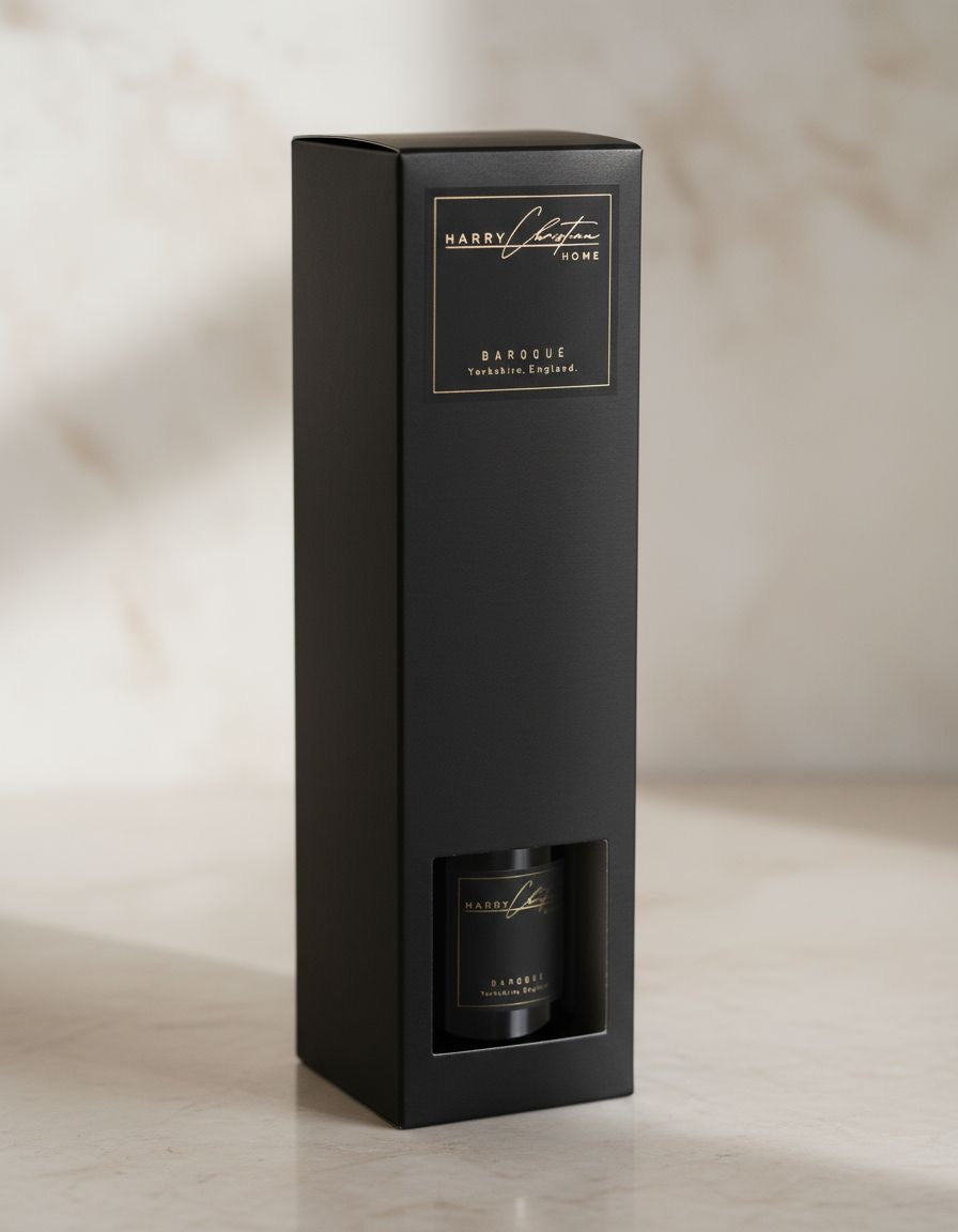 Harry Christian Home Deluxe Baroque 150ML Reed Diffuser. Black and Gold Reed Diffuser 