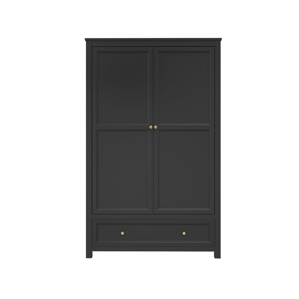Harry Christian Home Elegance Double Wardrobe Black with Gold Handles