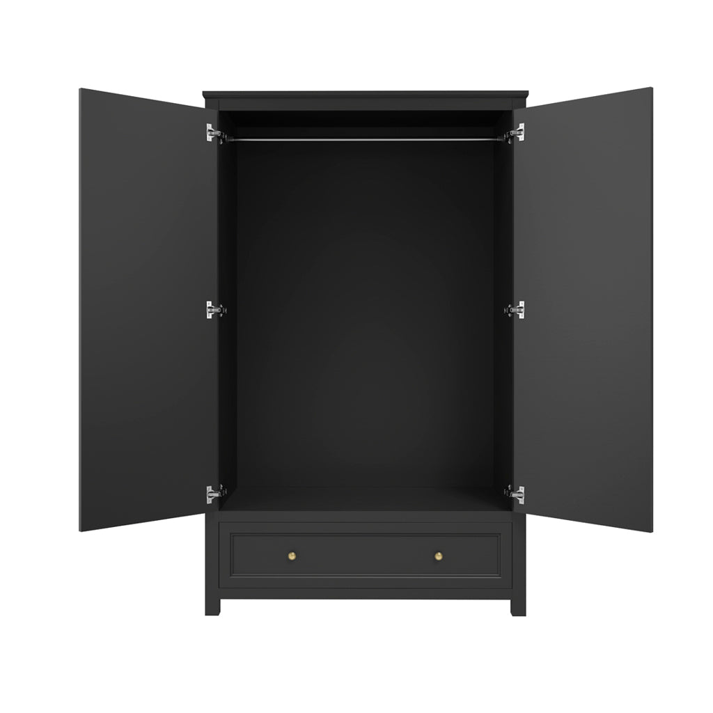 Harry Christian Home Elegance Double Wardrobe Black with Gold Handles