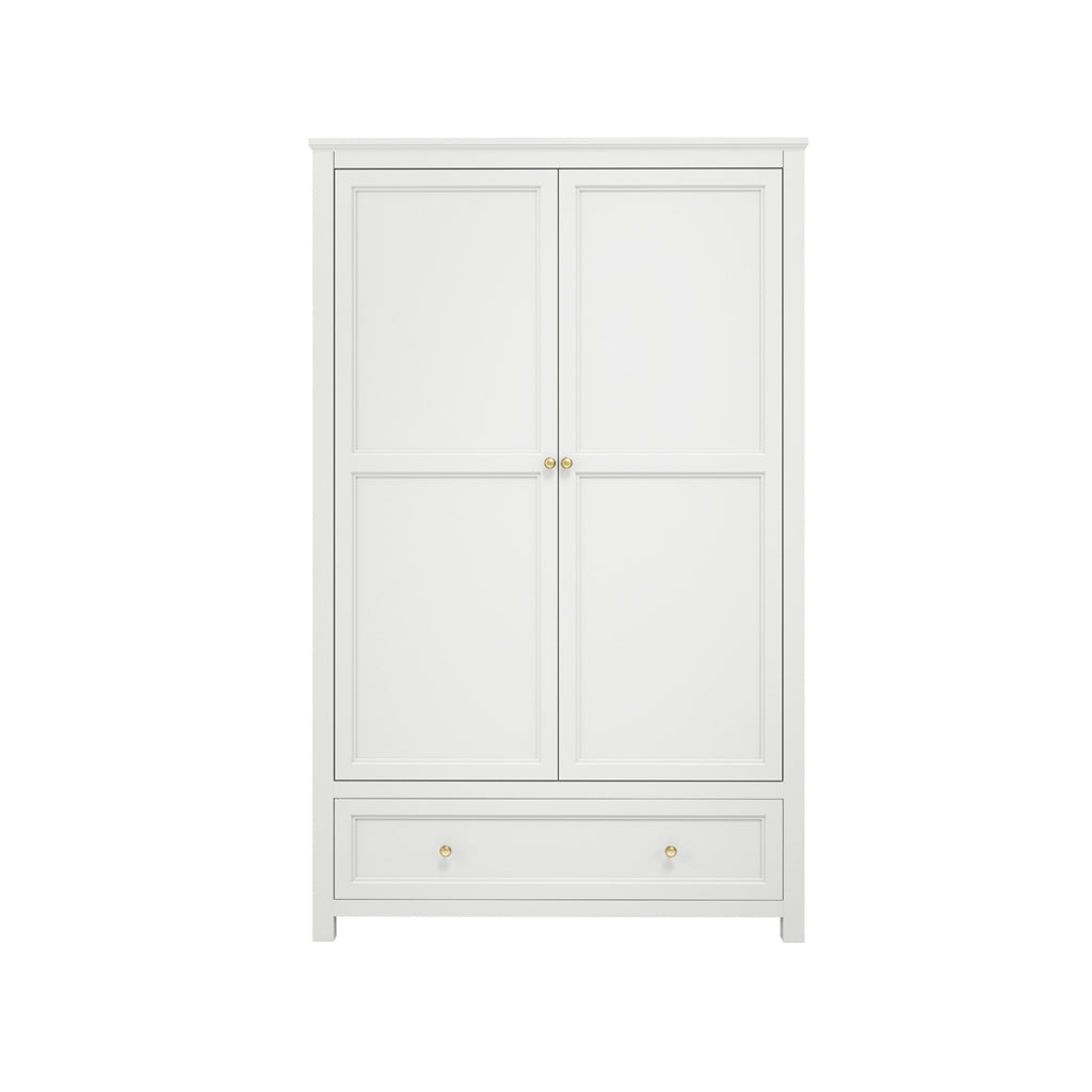 Harry Christian Home Elegance Double Wardrobe White with Gold Handles