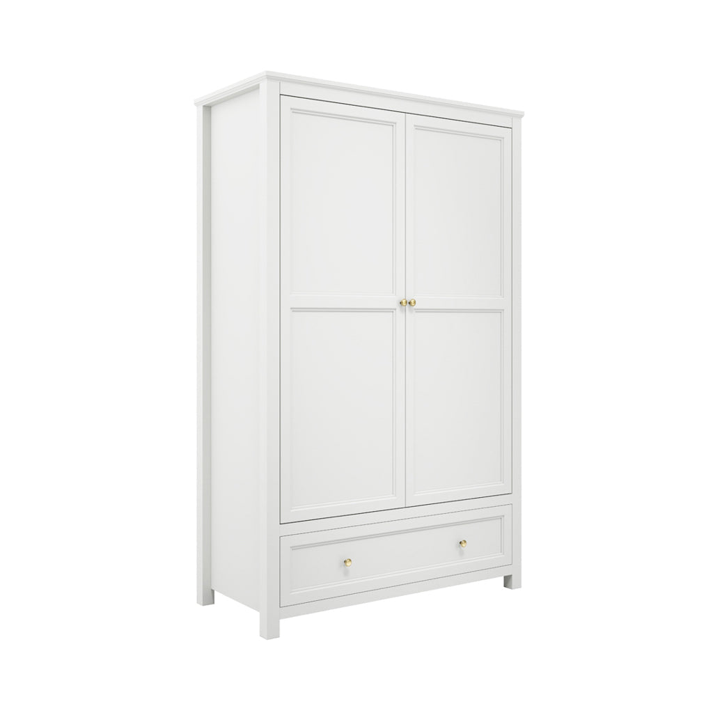 Harry Christian Home Elegance Double Wardrobe White with Gold Handles