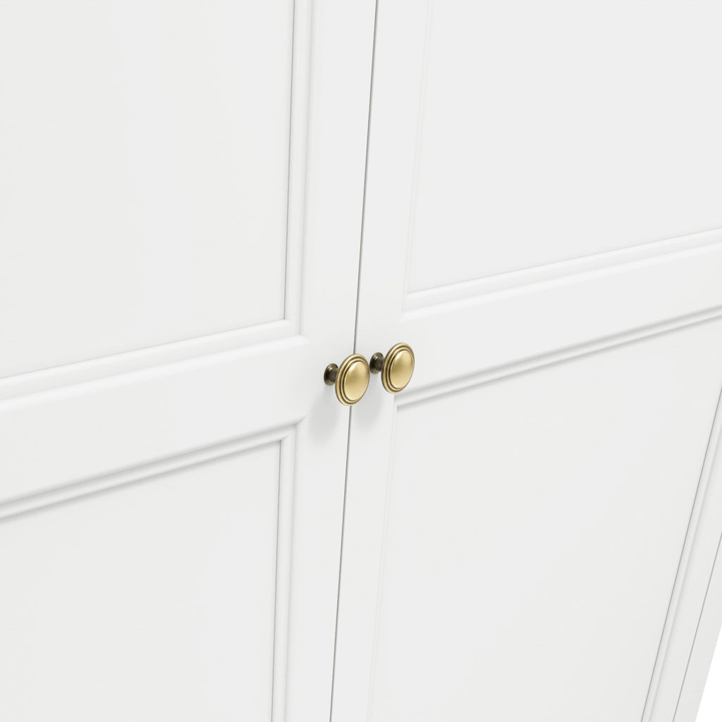 Harry Christian Home Elegance Double Wardrobe White with Gold Handles
