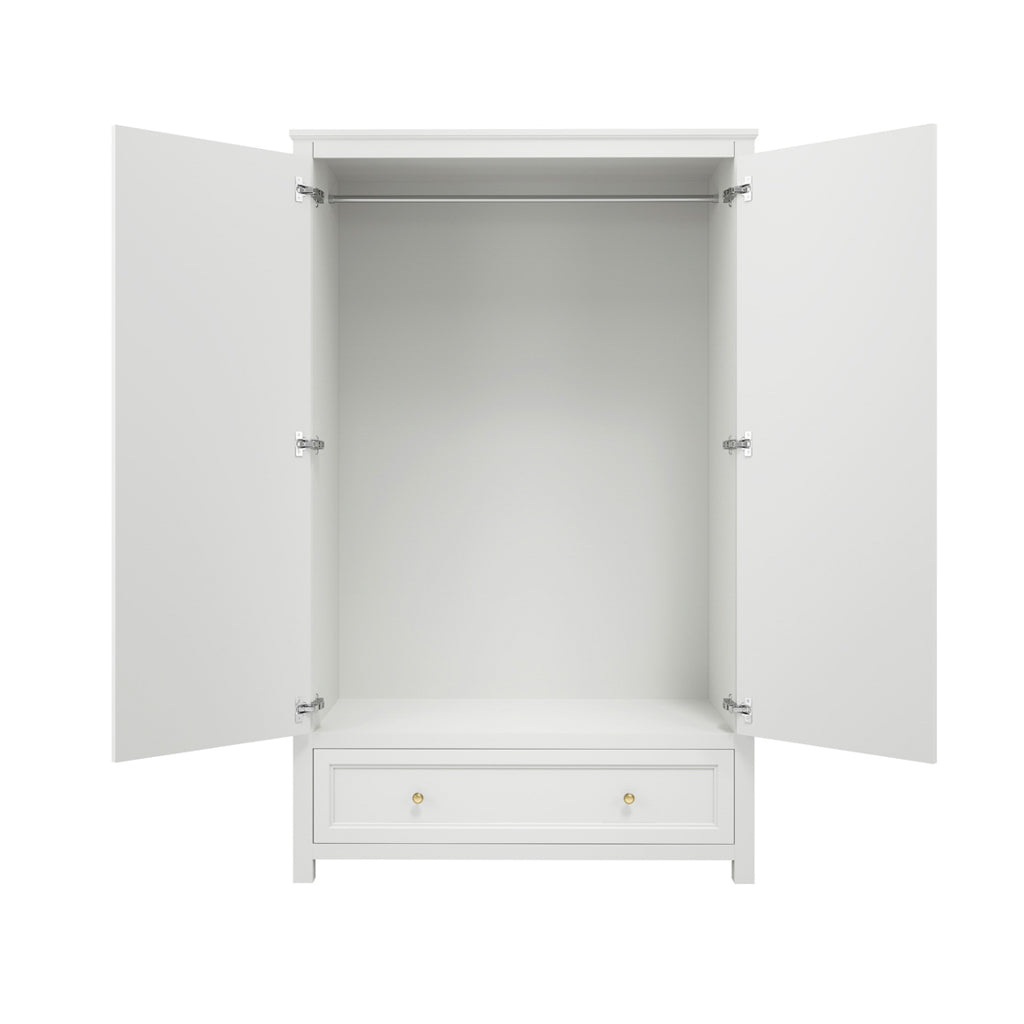 Harry Christian Home Elegance Double Wardrobe White with Gold Handles