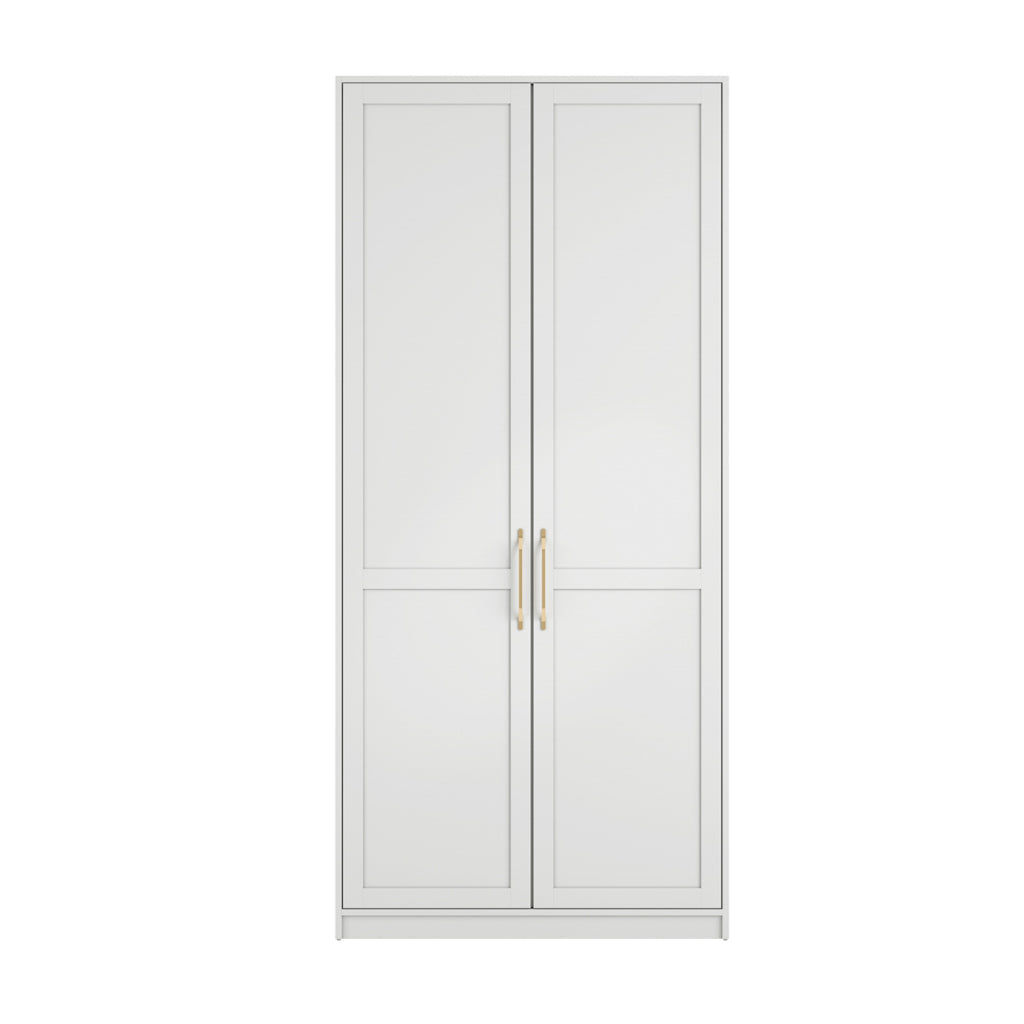 Harry Christian Home Elegance White & Golden Handled Double Wardrobe