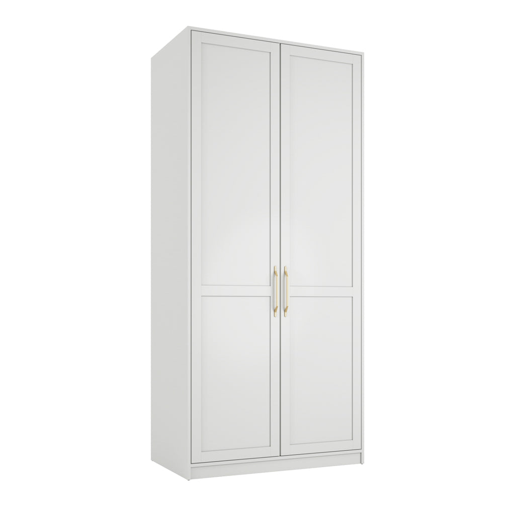 Harry Christian Home Elegance White & Golden Handled Double Wardrobe