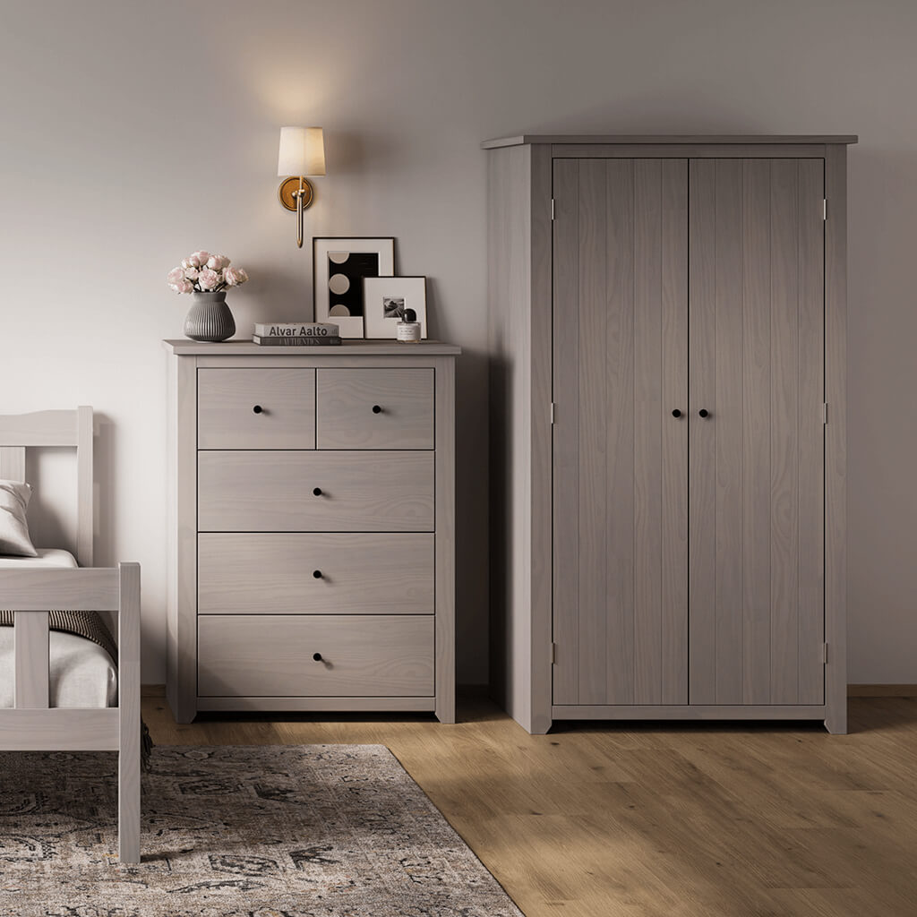 Harry Christian Home Essential Grey 2 Door Wardrobe