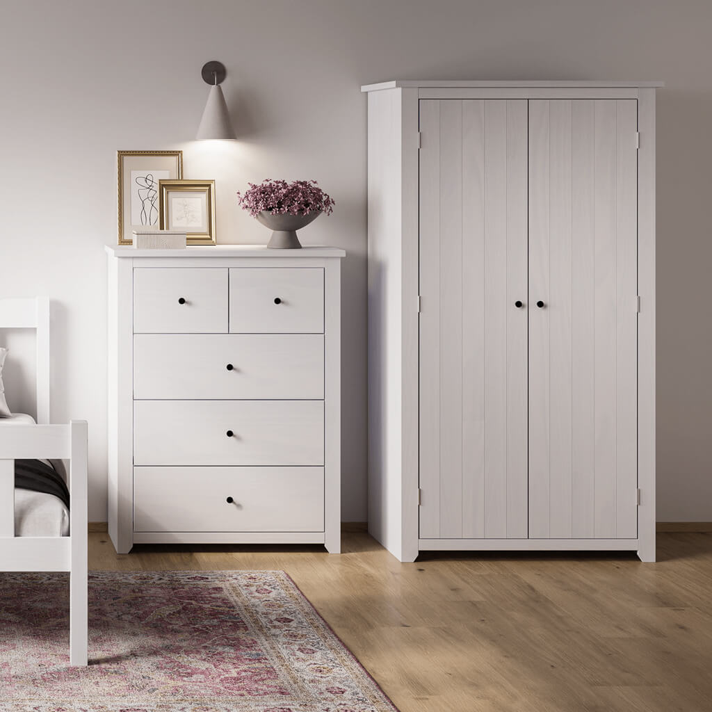 Harry Christian Home Essential White 2 Door Wardrobe Lifestyle shot