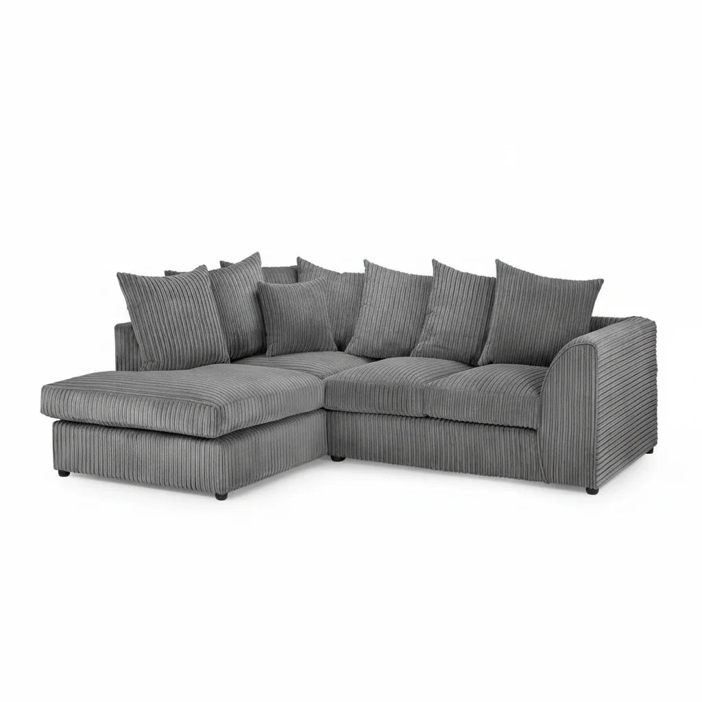 Harry Christian Home Essentials Grey Jumbo-cord Left Hand Corner Sofa