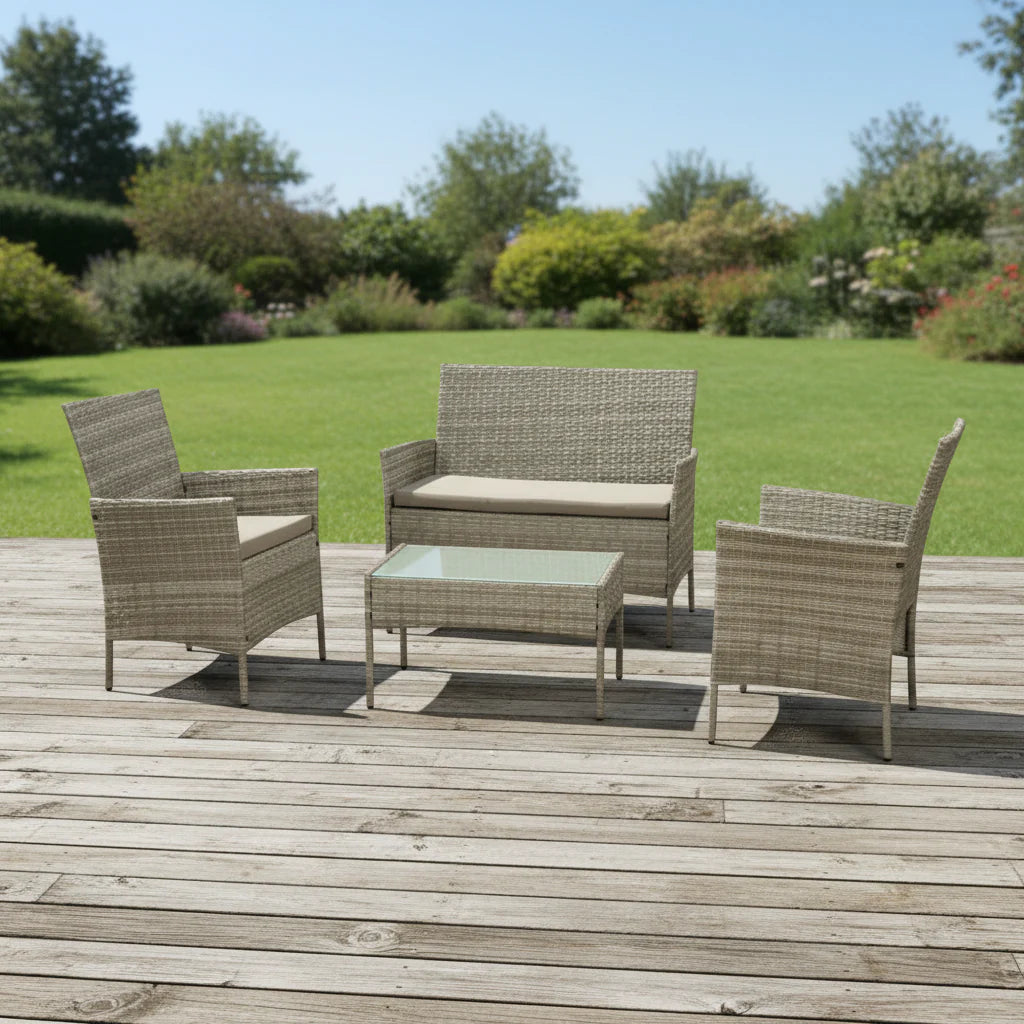 Harry Christian Home Grey 4 Piece Rattan Garden Furniture Set