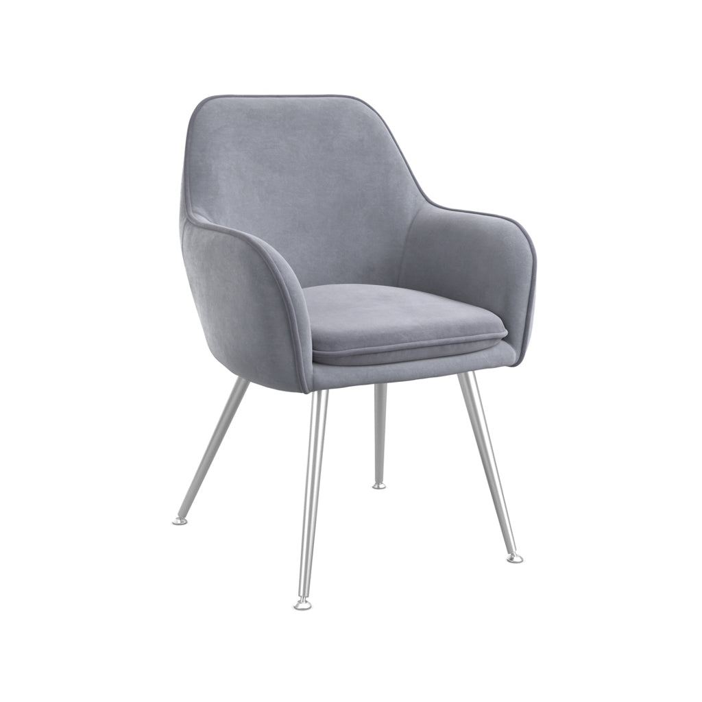 Harry Christian Home Grey velvet Cosy Dining Chair with metal legs on a white background - Harry Christian Home Dining Room Furniture Range 