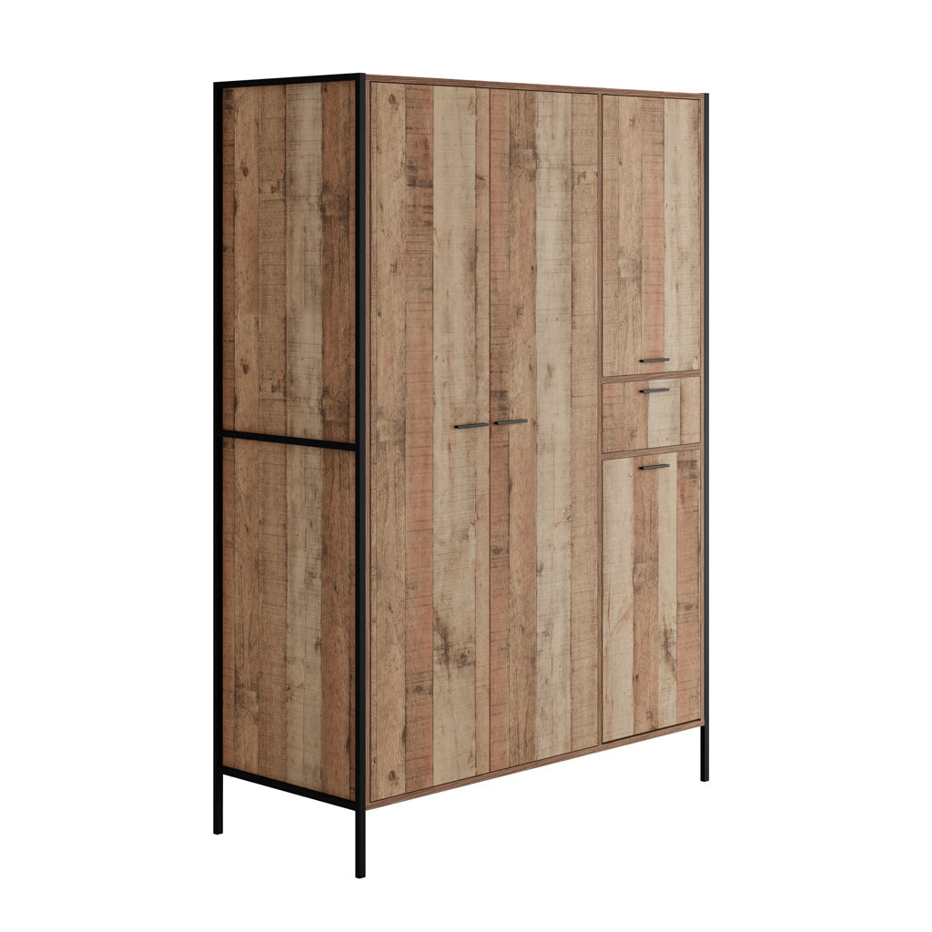 Harry Christian Home Industrial Oak Effect Triple Wardrobe