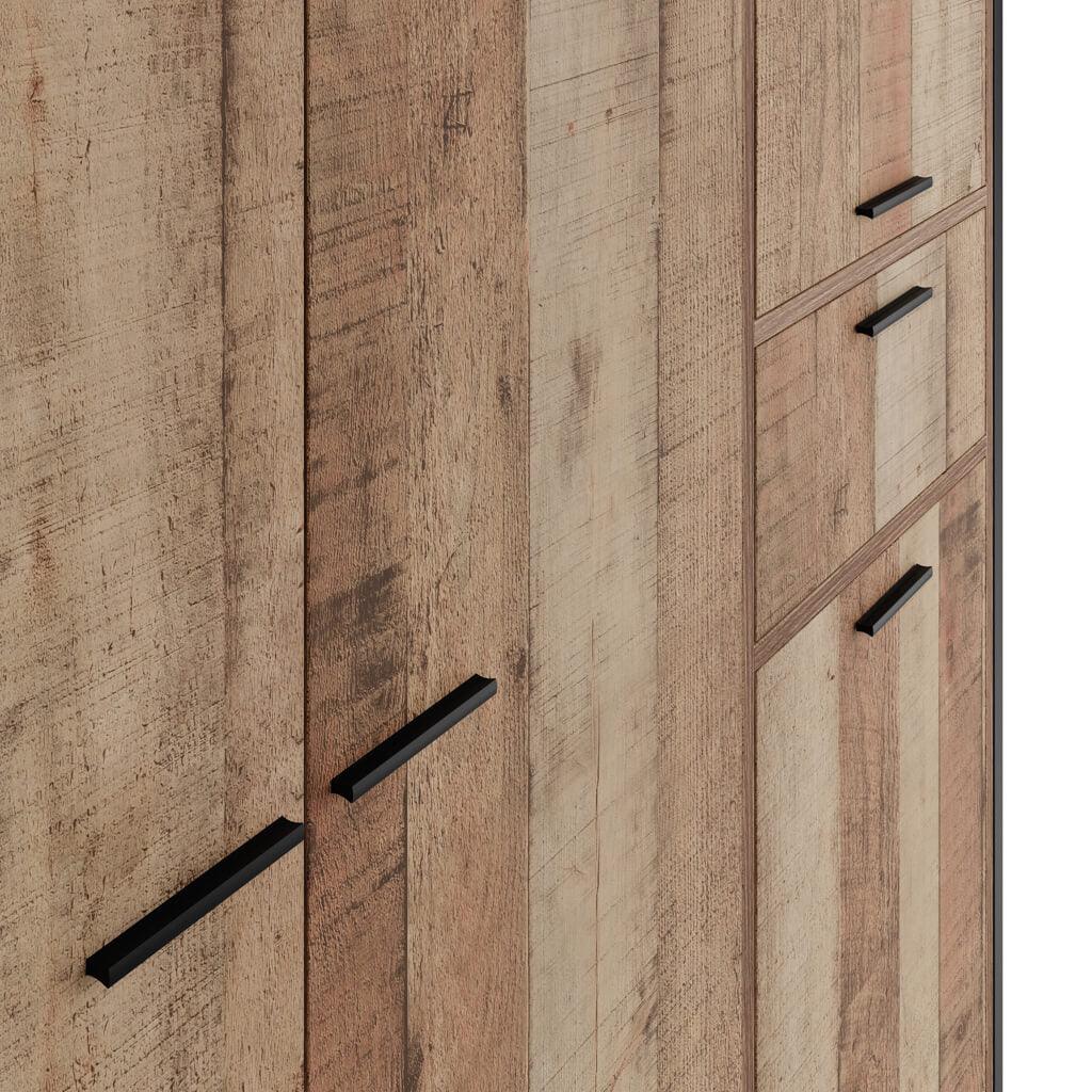 Harry Christian Home Industrial Oak Effect Triple Wardrobe 3