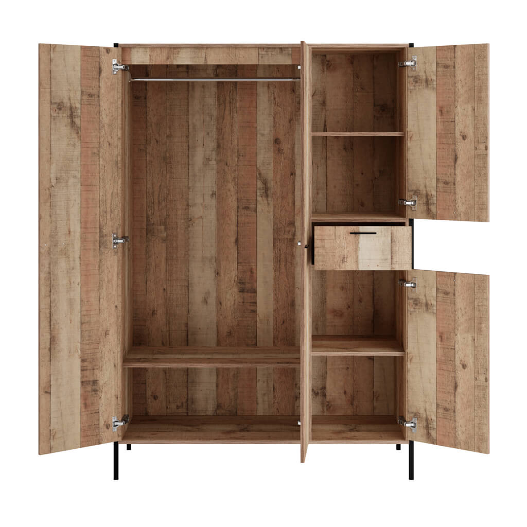 Harry Christian Home Industrial Oak Effect Triple Wardrobe 4