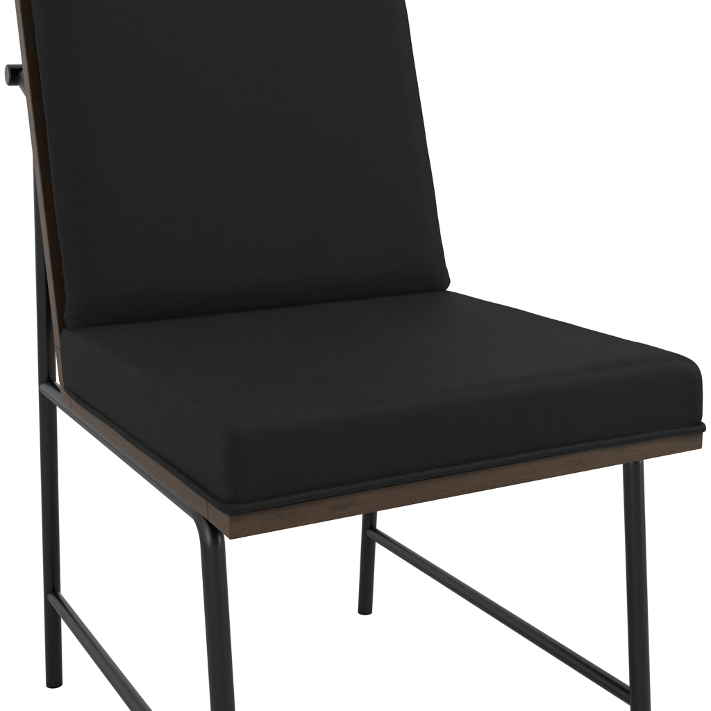 Harry Christian Home Jet Black Dining Chair With Stained Wooden Back Frame Seat View