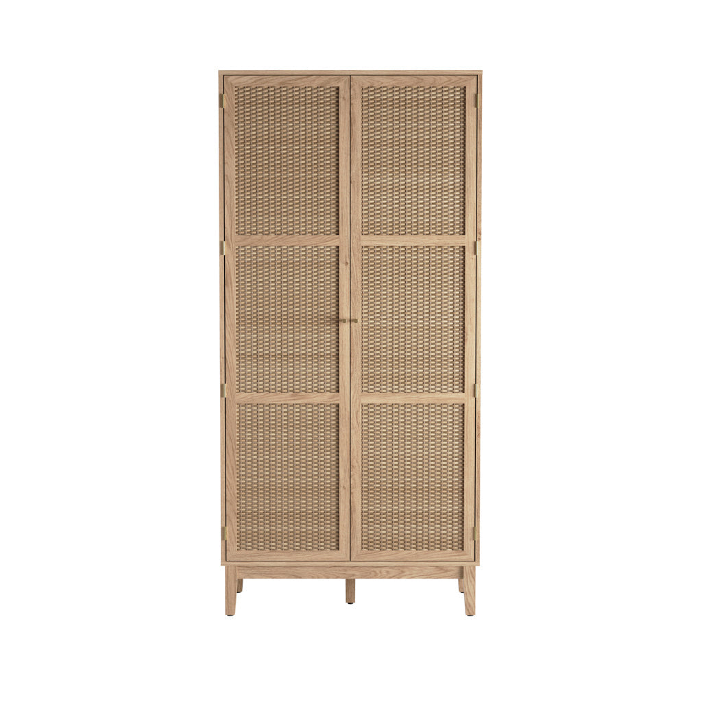 Harry Christian Home Oak & Rattan Double Wardrobe