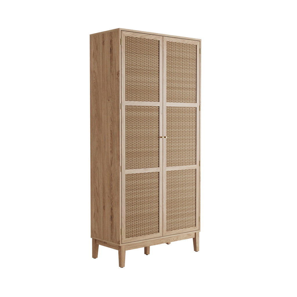 Harry Christian Home Oak & Rattan Double Wardrobe