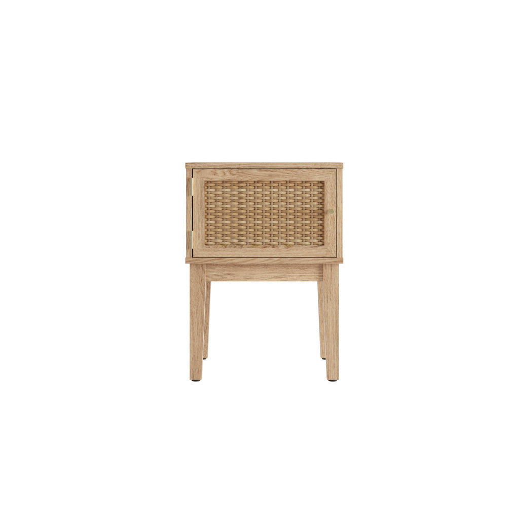 Harry Christian Home Oak & Rattan Side Table