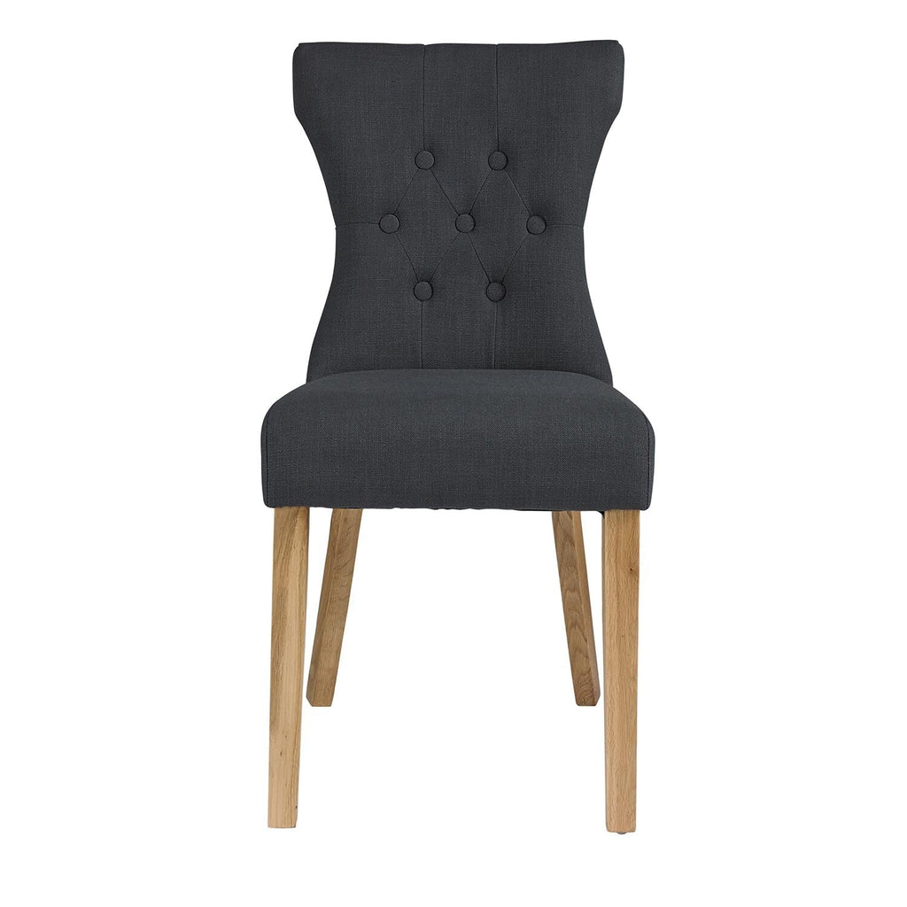 Harry Christian Home Pair Of Classic Button Tufted Grey Dining Chairs