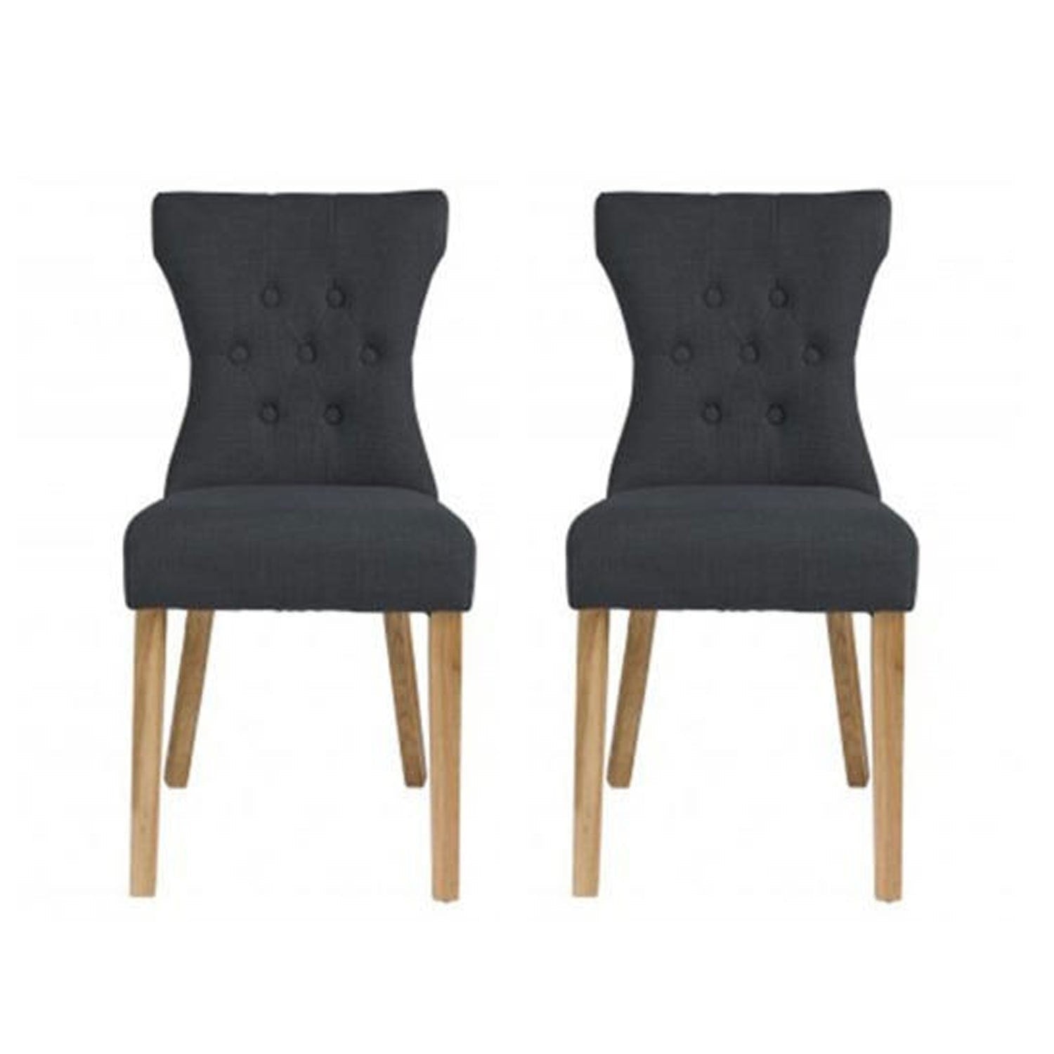 Harry Christian Home Pair Of Classic Button Tufted Grey Dining Chairs Two Side by side