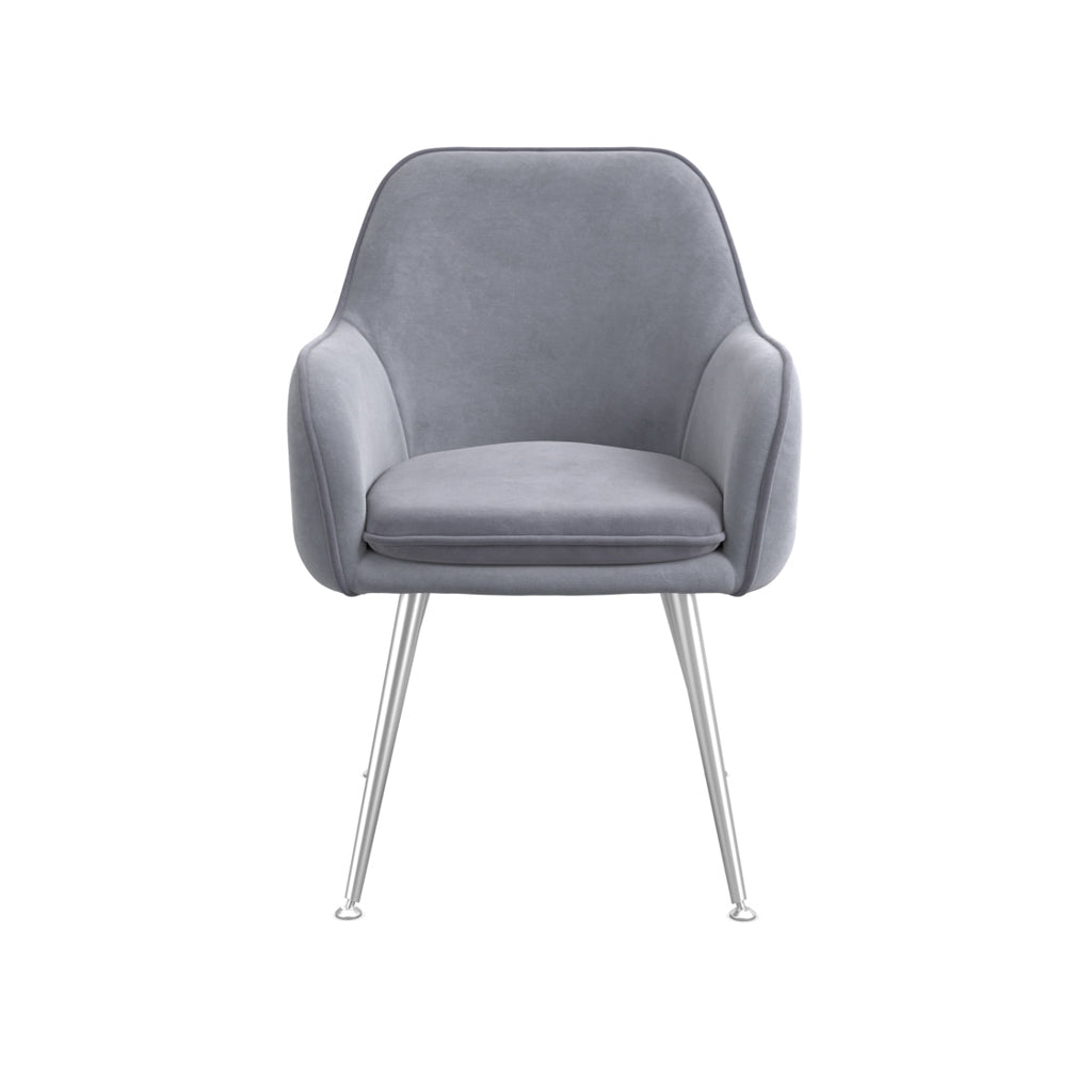 Harry Christian Home Pair Of Cosy Dining Chairs In Grey with Chrome Legs