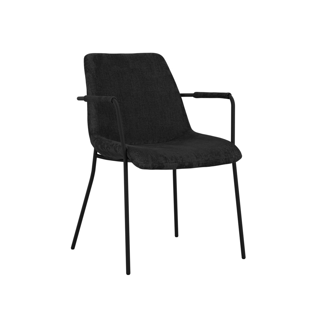Harry Christian Home Pair Of Monroe Armed Black Dining Chairs Angled View