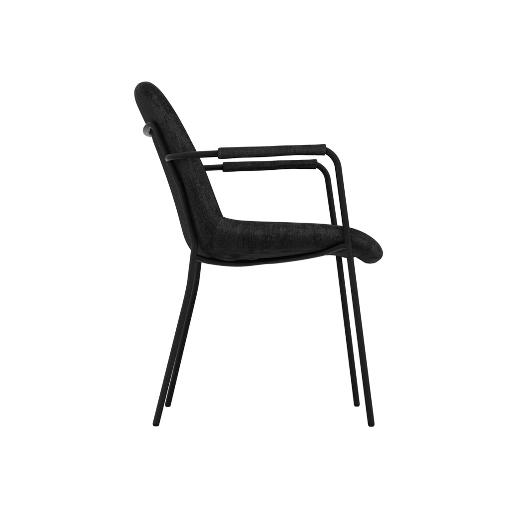 Harry Christian Home Pair Of Monroe Armed Black Dining Chairs Side View