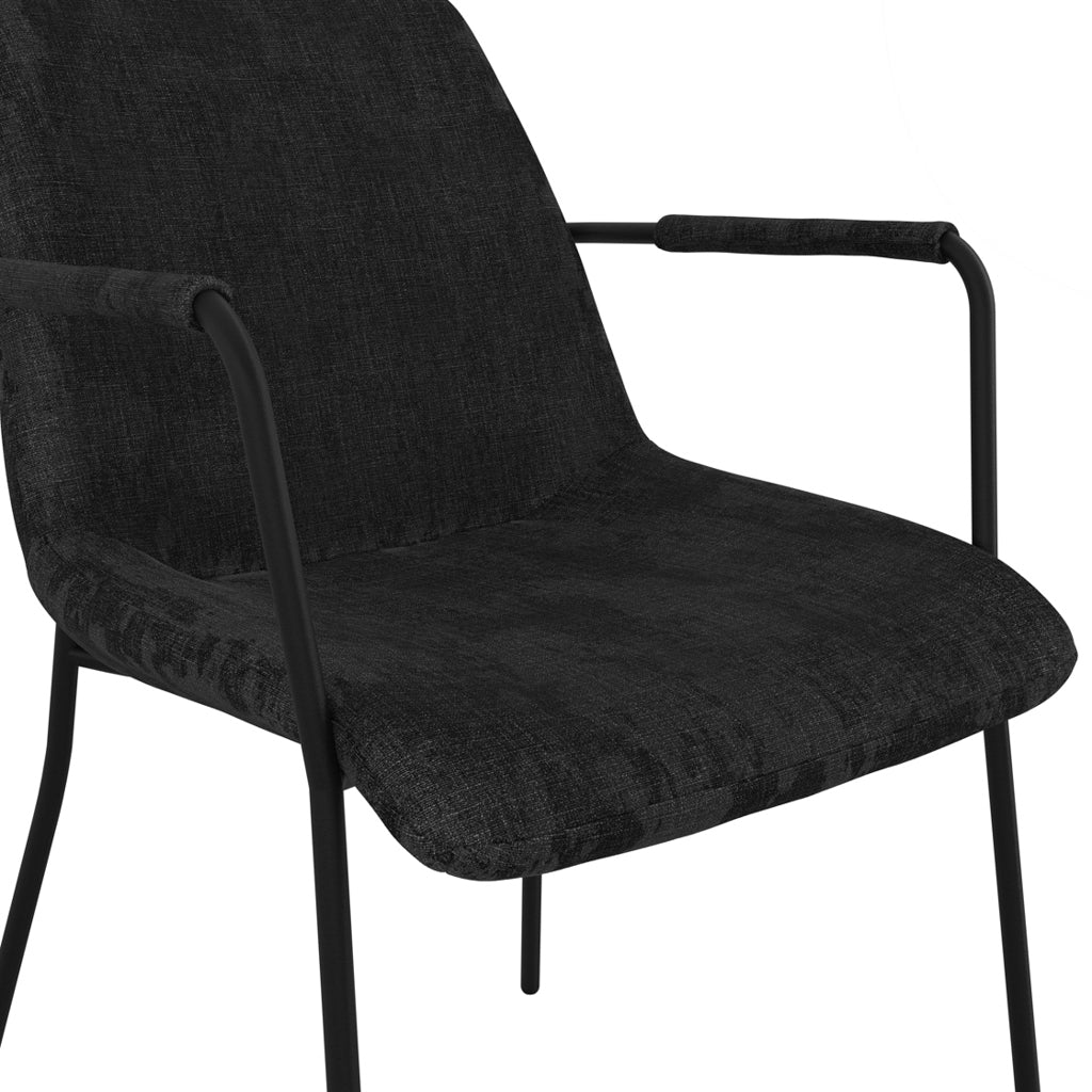 Harry Christian Home Pair Of Monroe Armed Black Dining Chairs Side View Upholstery Close Up