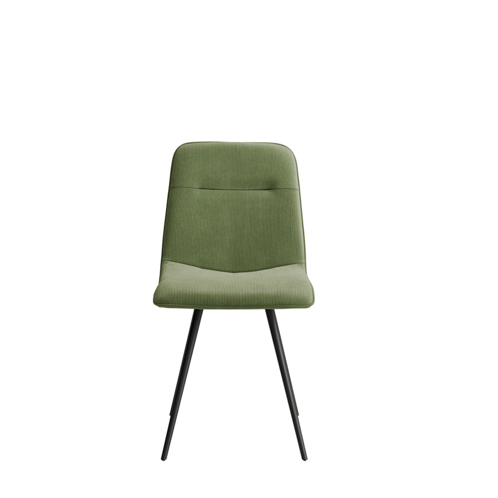 Harry Christian Home Pair Of Moss and Black Dining Chairs Frontal View