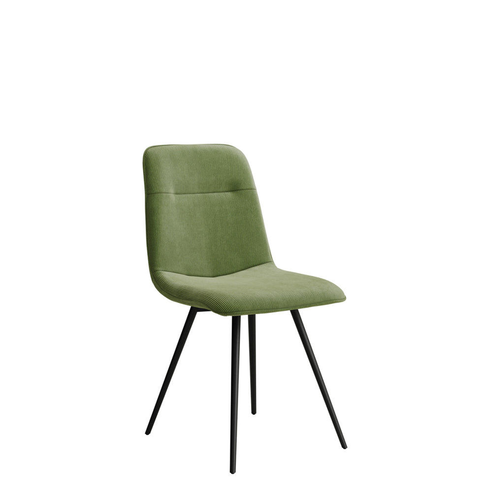 Harry Christian Home Pair Of Moss and Black Dining Chairs Side View