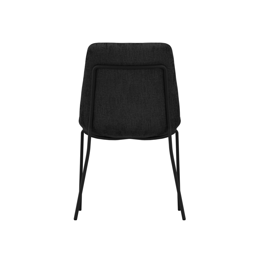 Harry Christian Home Pair Of Sleek Black Velvet Upholstered Dining Chairs Rear View
