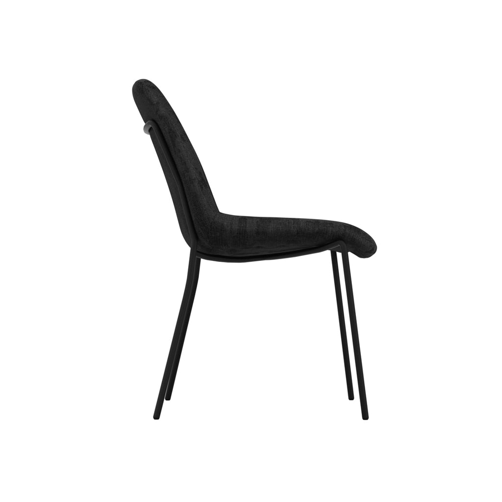 Harry Christian Home Pair Of Sleek Black Velvet Upholstered Dining Chairs  Side View 