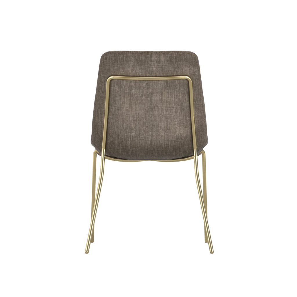 Harry Christian Home Taupe And Gold Legged Dining Chair Rear View