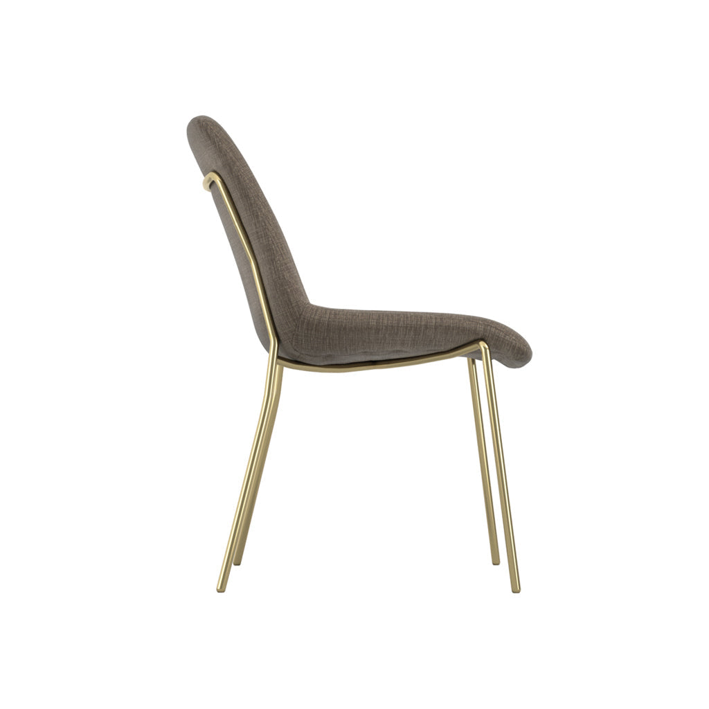 Harry Christian Home Taupe And Gold Legged Dining Chair Side View