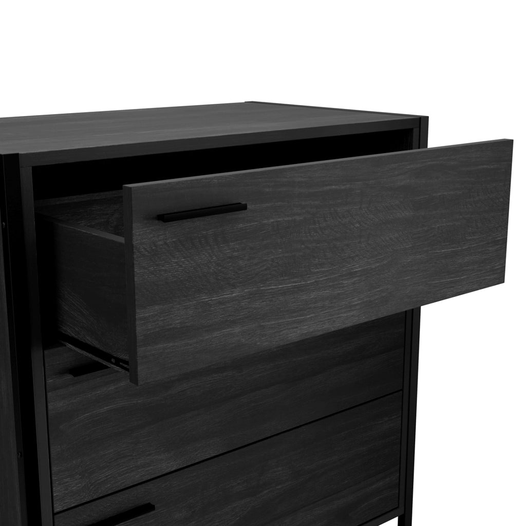 Harry Christian Home Onyx Black Wood Effect Chest Of Drawers