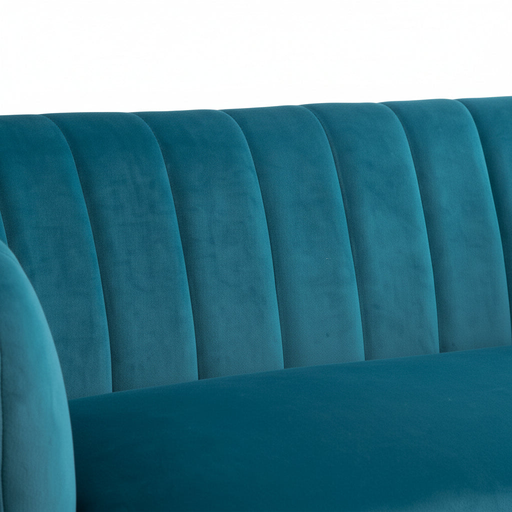 Teal Velvet 2 Seater Sofa with Gold Legs